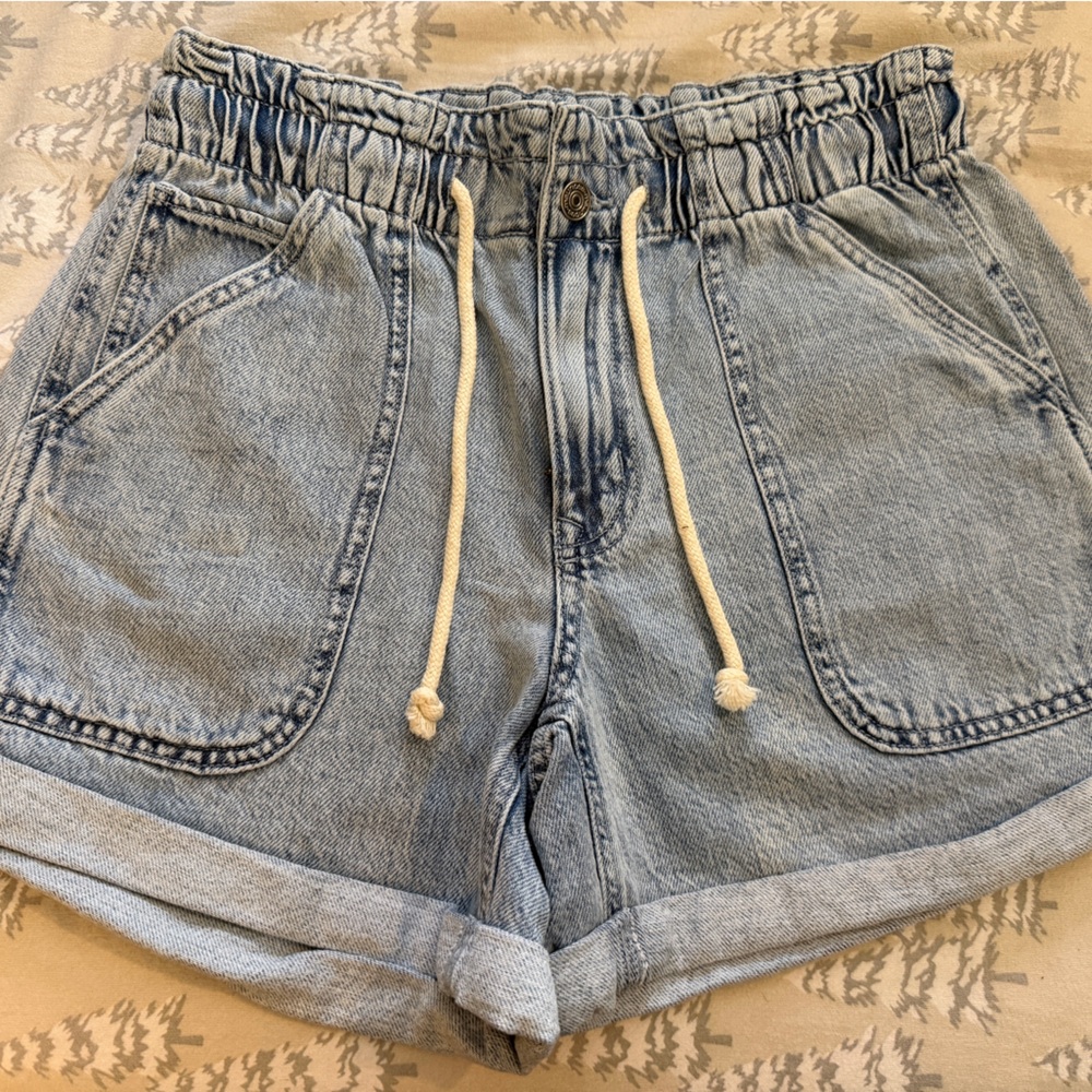Maurices Light Wash Drawstring Denim Shorts